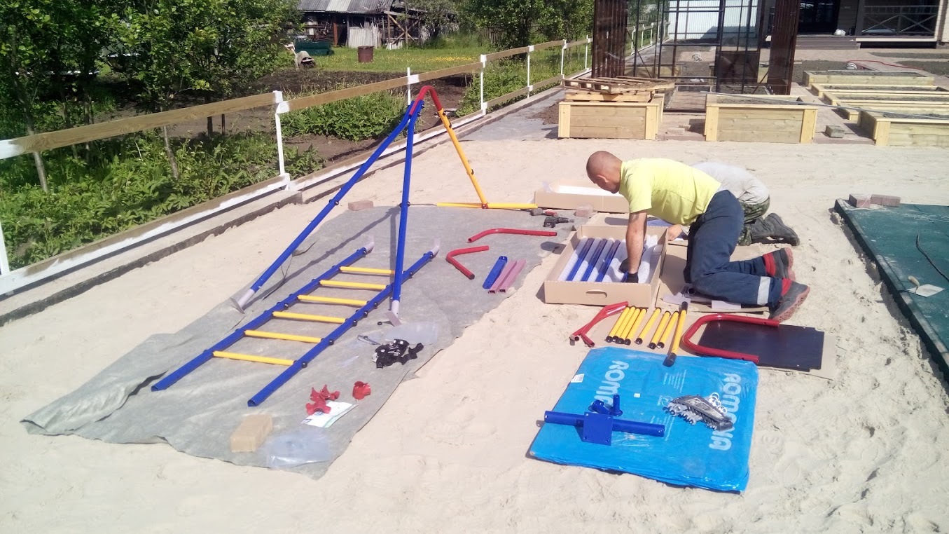 Landscaping turnkey playground, trellis - My, Paving stones, Building, Beautification, Landscape, Lawn, Children, Playground, Saint Petersburg, Longpost