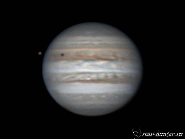 Io and Jupiter, March 13, 2017, 1:19 am. - My, Jupiter, Astrophoto, Planet, Astronomy, Space, Starhunter, , GIF, Anapadvor