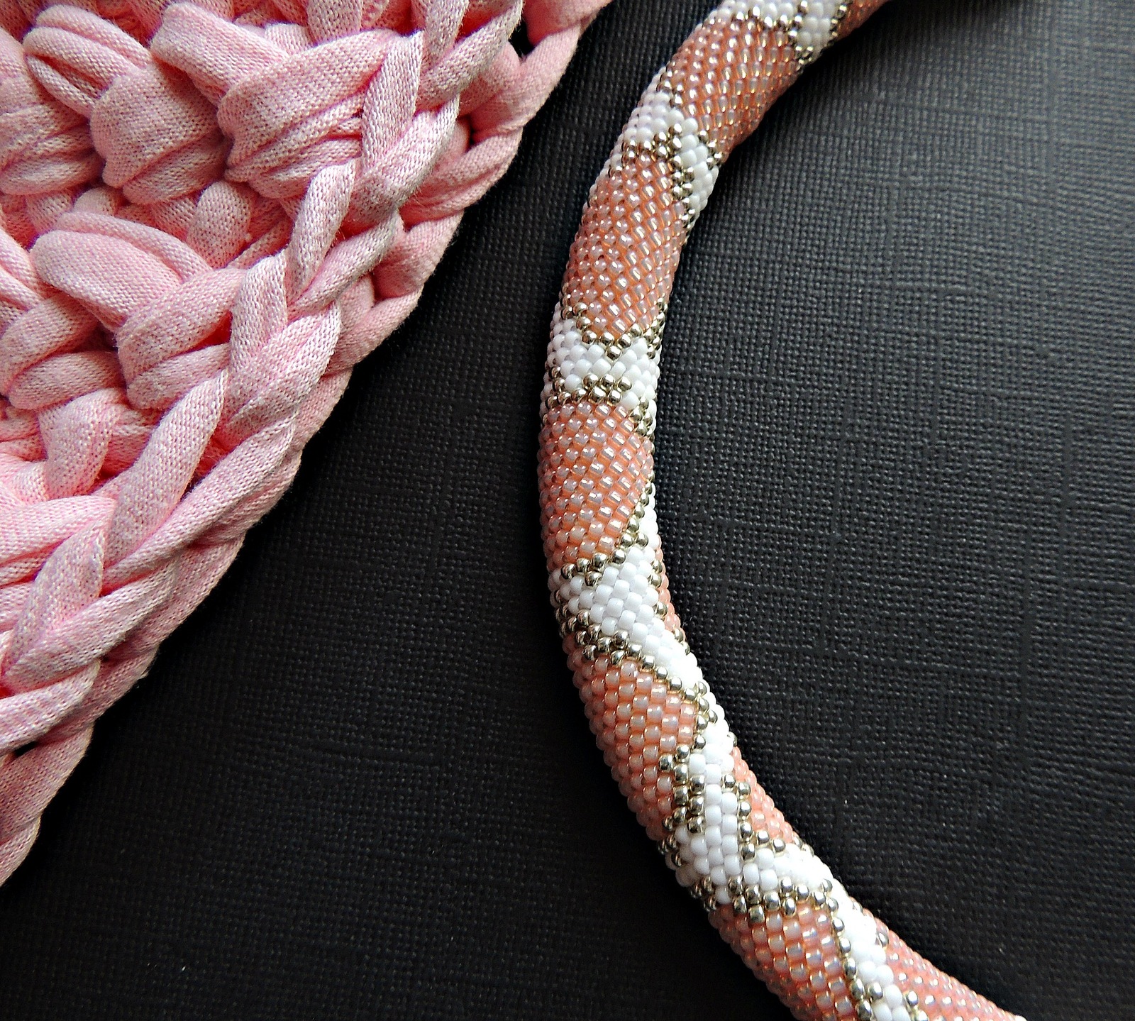 grass python - My, Necklace, Beads, Handmade, Knitting, Crochet, Longpost