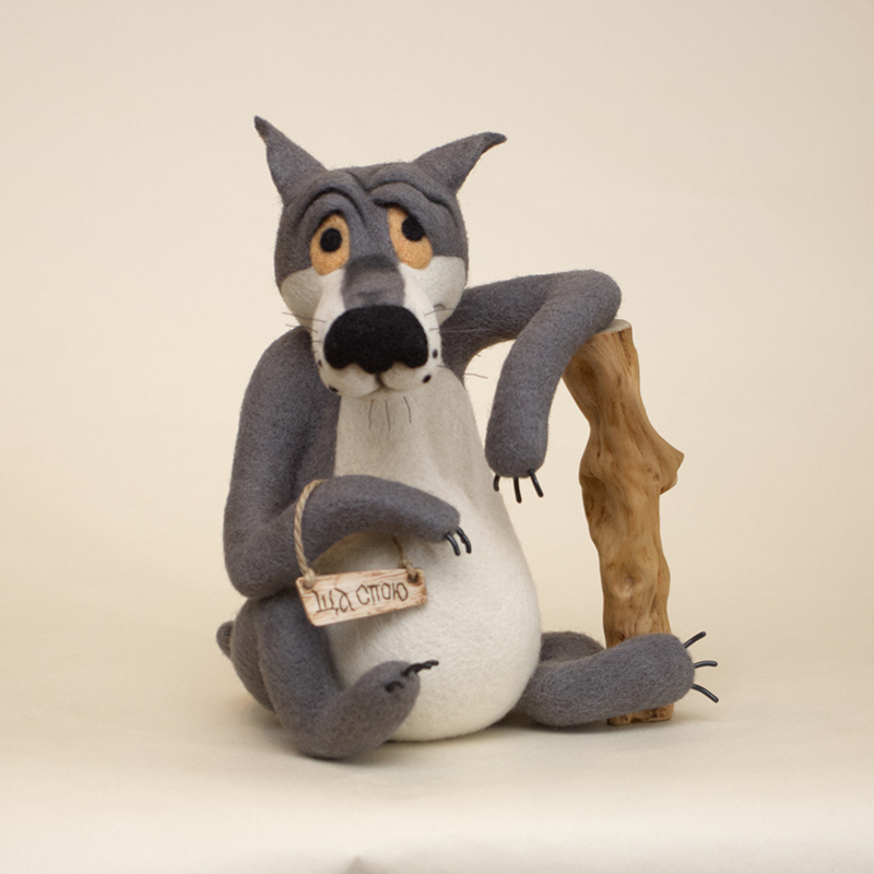 I'll sing - My, Wolf, Interior toy, Wool toy, , Handmade, Needlework, Creation, Longpost