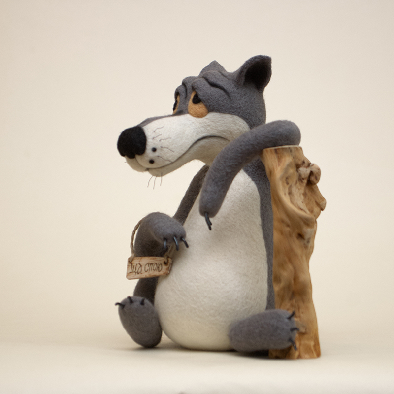 I'll sing - My, Wolf, Interior toy, Wool toy, , Handmade, Needlework, Creation, Longpost