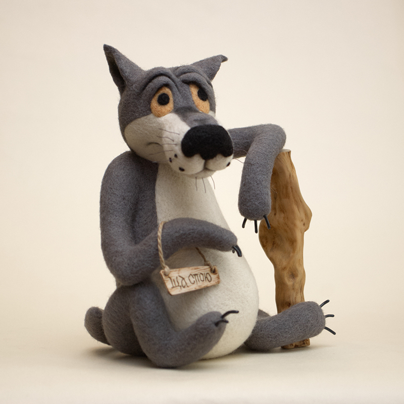 I'll sing - My, Wolf, Interior toy, Wool toy, , Handmade, Needlework, Creation, Longpost