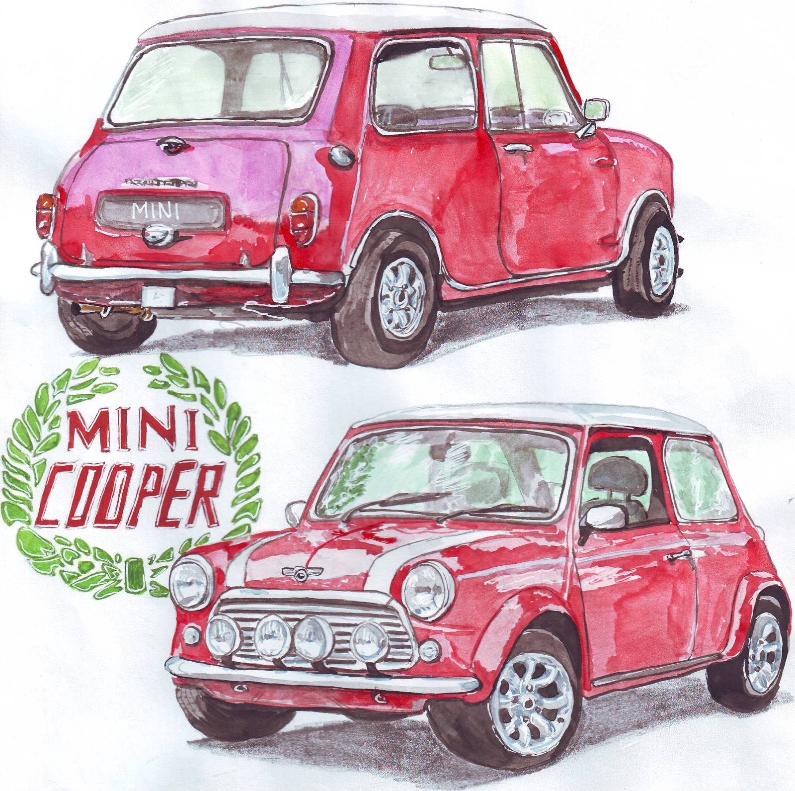 Car Drawings (HB Pencil, 8B Pencil, Watercolors) - My, Drawing, Auto, Creation, Watercolor, Longpost