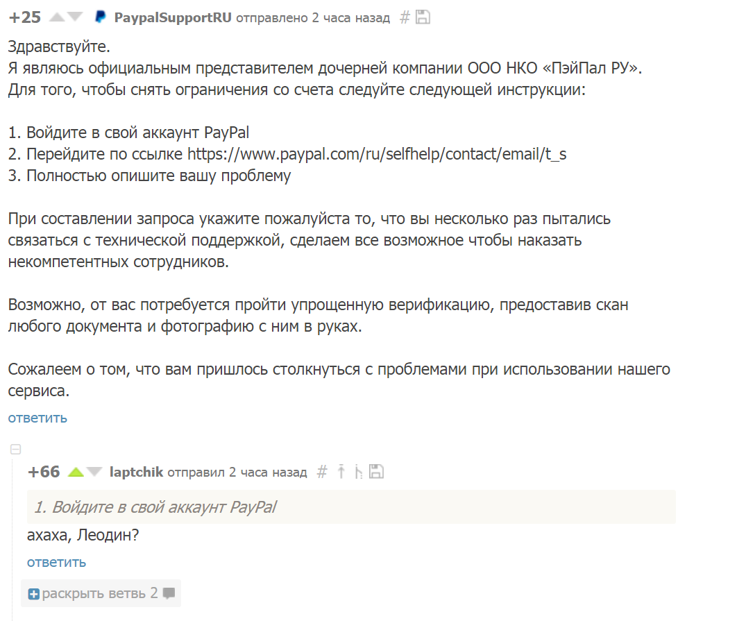 Комментарии... - Paypal, Тупые, Тупость, Леонид