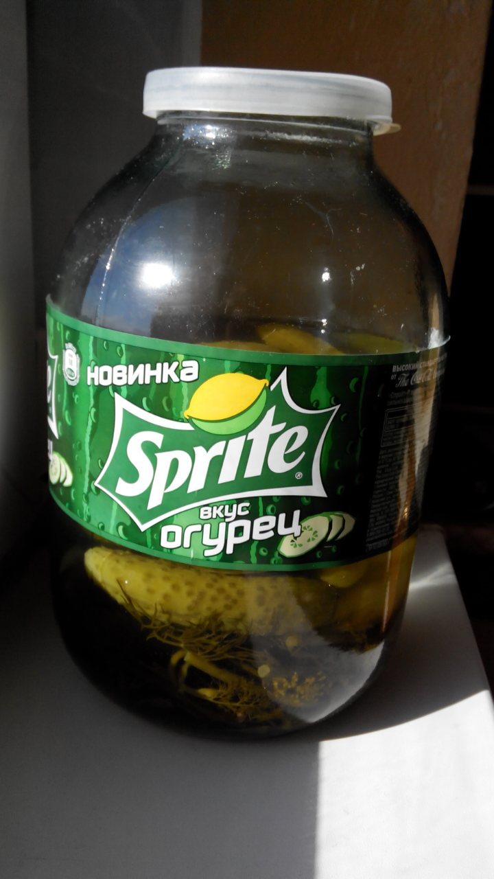 Here it is a real sprite with the taste of cucumber) - Sprite, Cucumbers, Flavors, Beverages, Soda, Brine