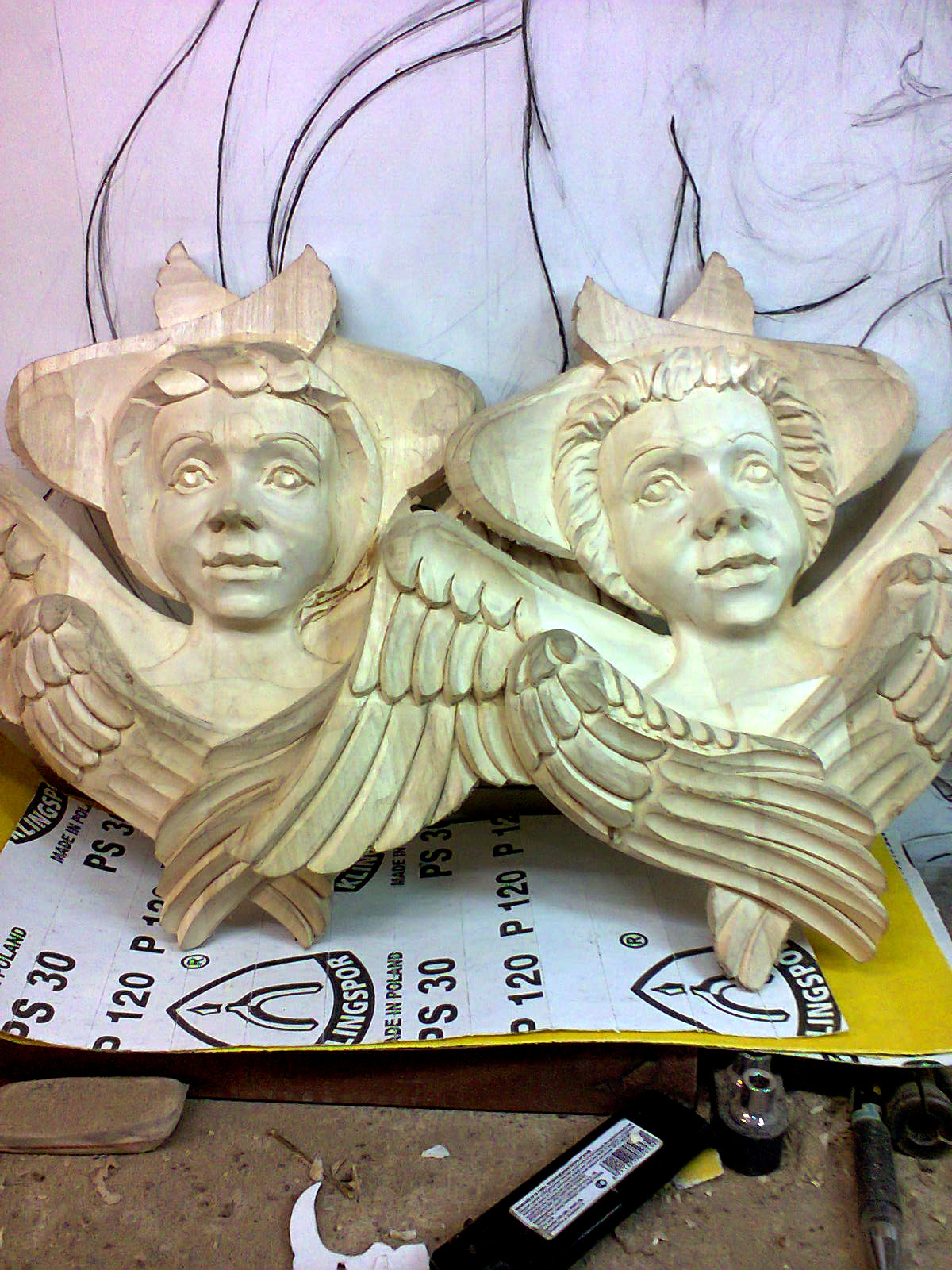 Cherubim, almost in stages - My, Wood carving, Cherub, Woodworking, Longpost