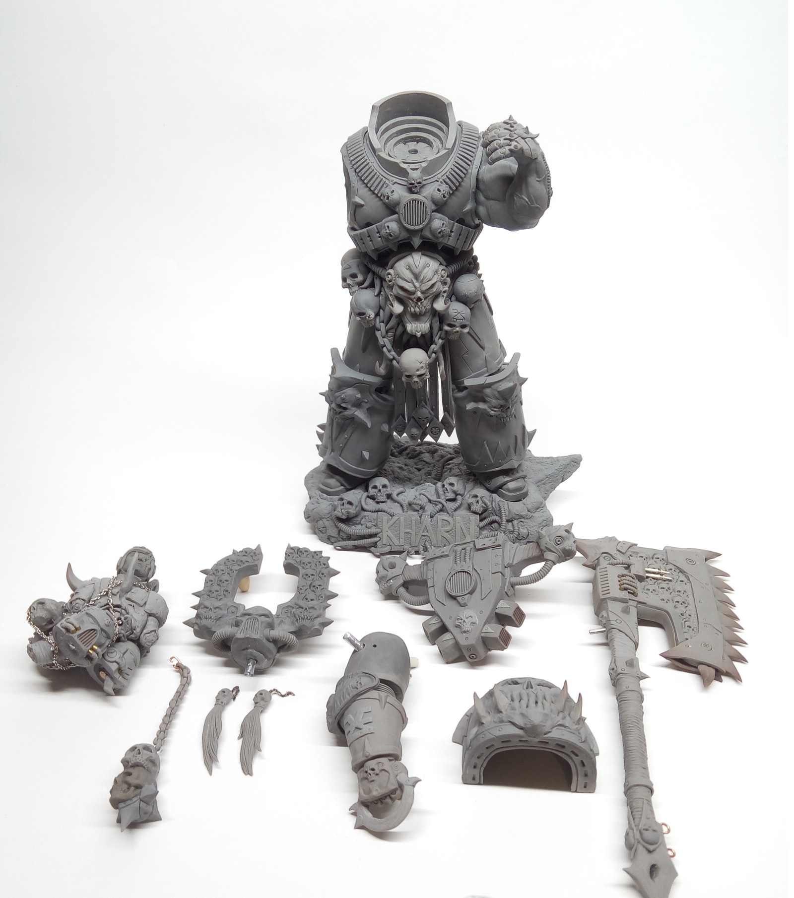 Kharn the Betrayer - My, Kharn, Chaos, Sculpture, Sculptors, Creation, Scull, Longpost