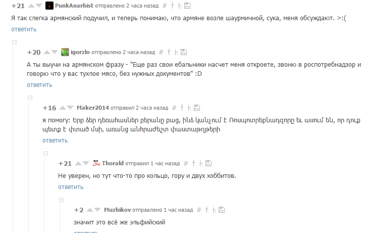 Так вот оно что... - Армяне, Комментарии, Комментарии на Пикабу, Эльфийский язык