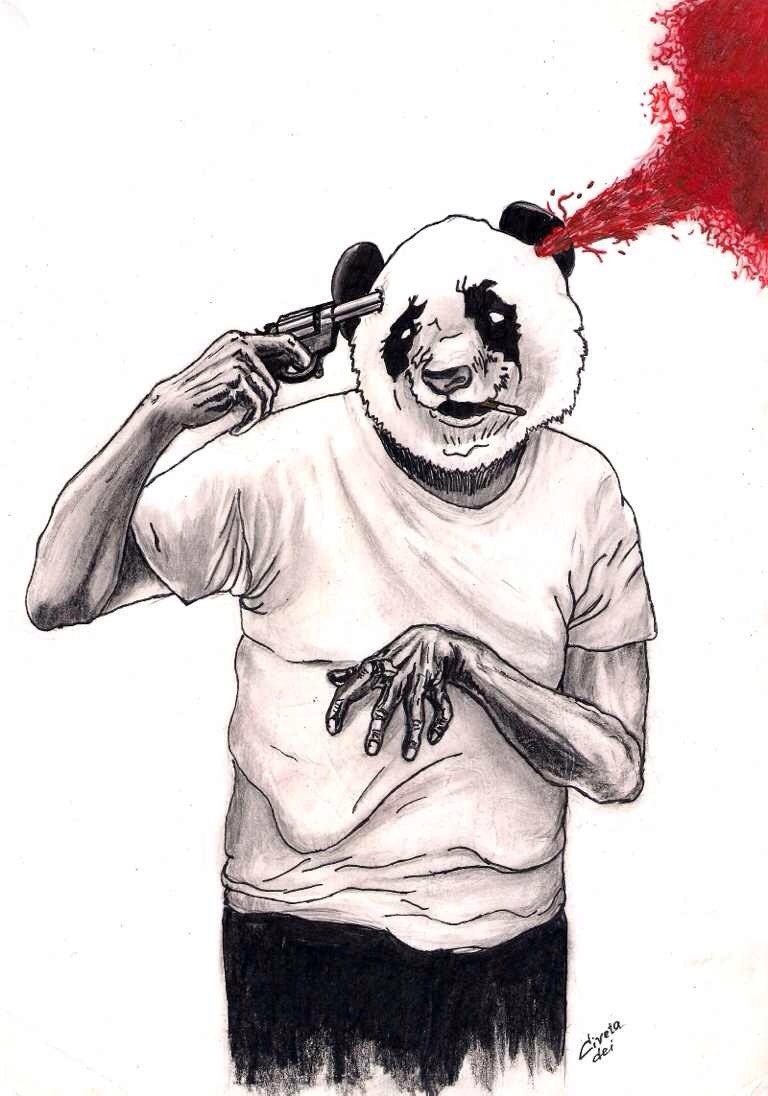 All pandas die standing - My, Art, Drawing