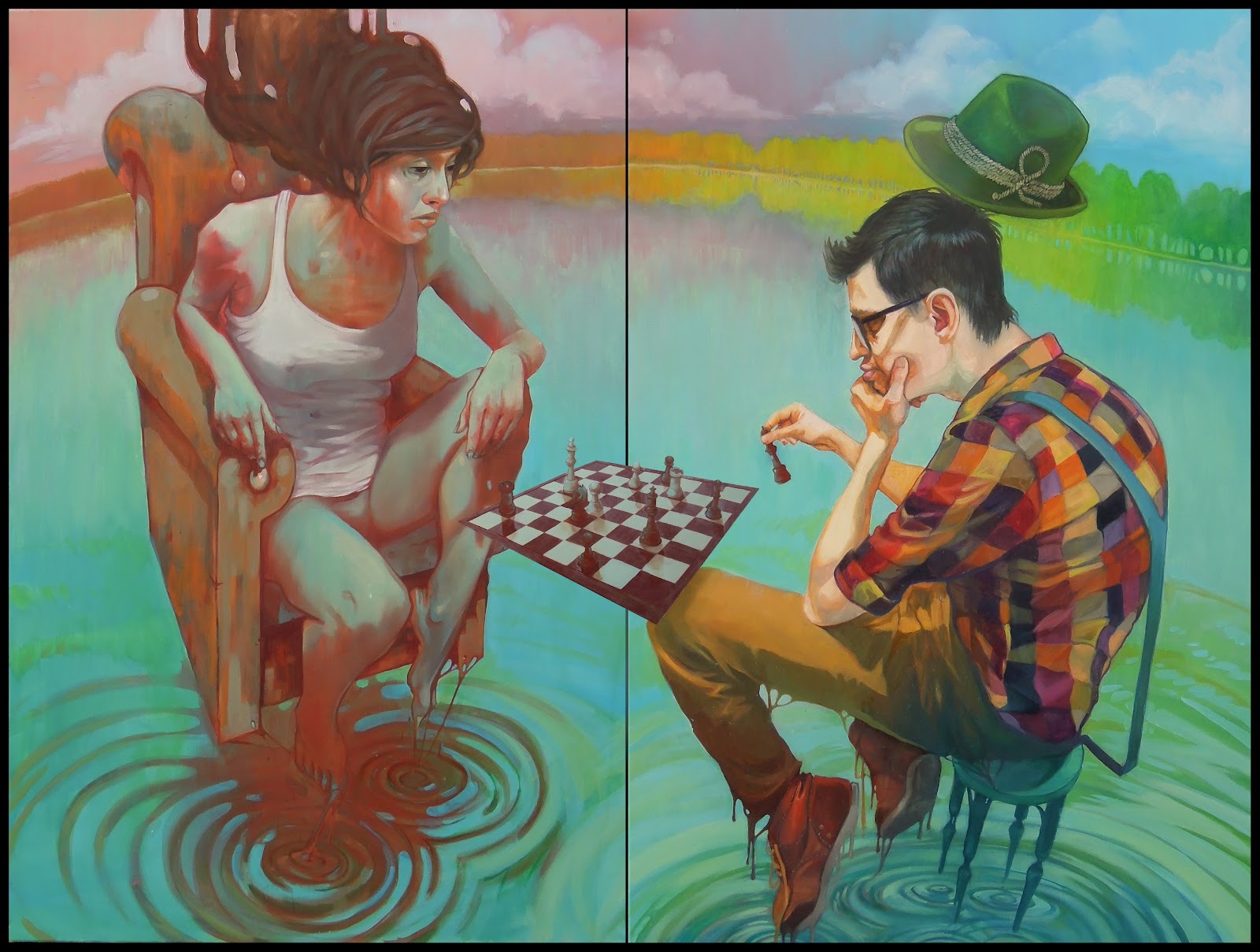 Партия - Bezt, Natalia rak, Картина, Шахматы, Озеро