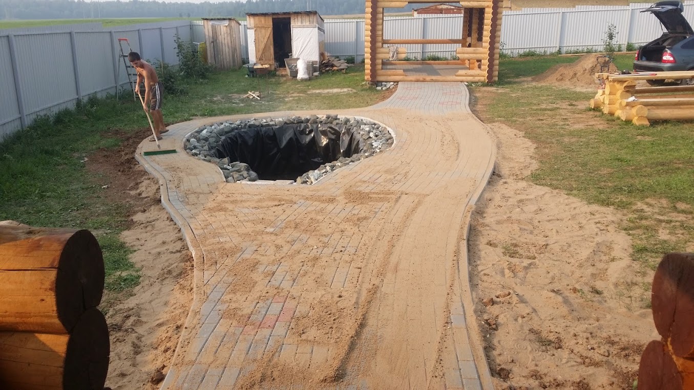 Paving on the summer cottage, laying on the sand - My, Paving stones, Building, Beautification, Paving, Longpost