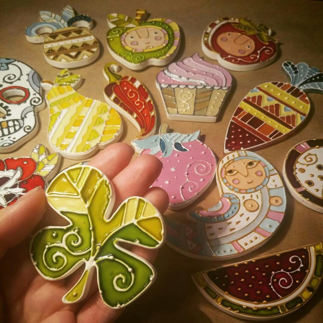 I draw brooches and not brooches) - My, Painting, Brooch, Magnets, Handmade, Longpost