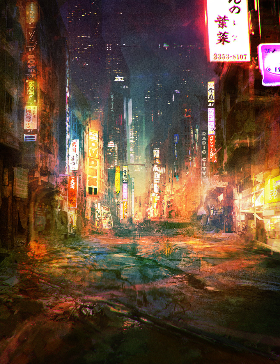 Cyberpunk - Neon, Town, Cyberpunk, Longpost, Artstation