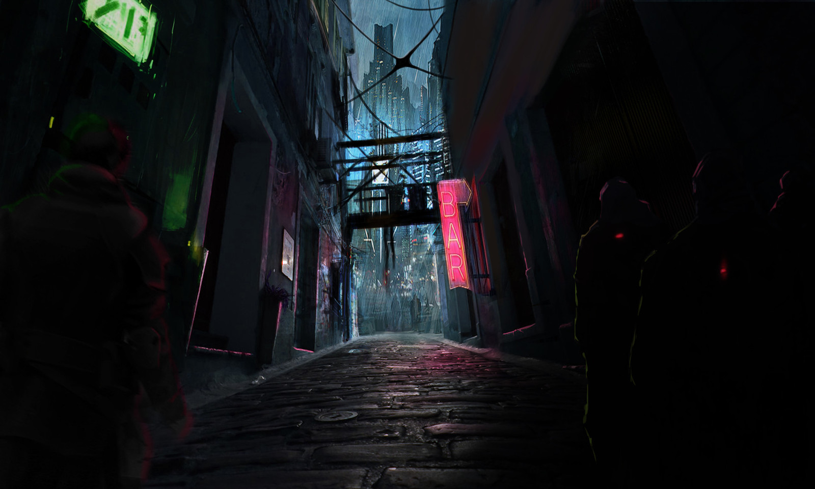 Cyberpunk - Neon, Town, Cyberpunk, Longpost, Artstation