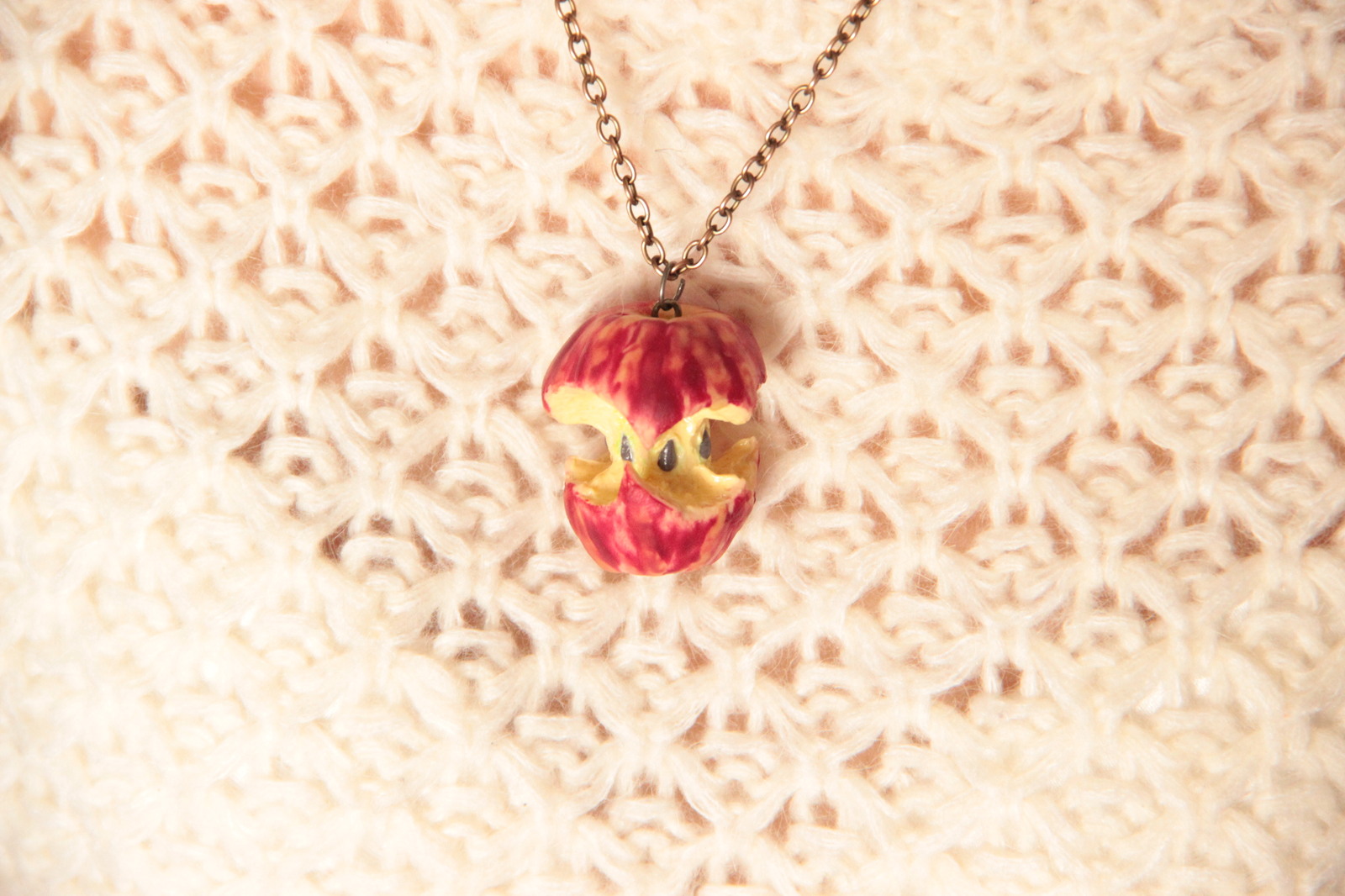 Apple core. - My, Polymer clay, Handmade, With your own hands, Pendant, Stub, Longpost