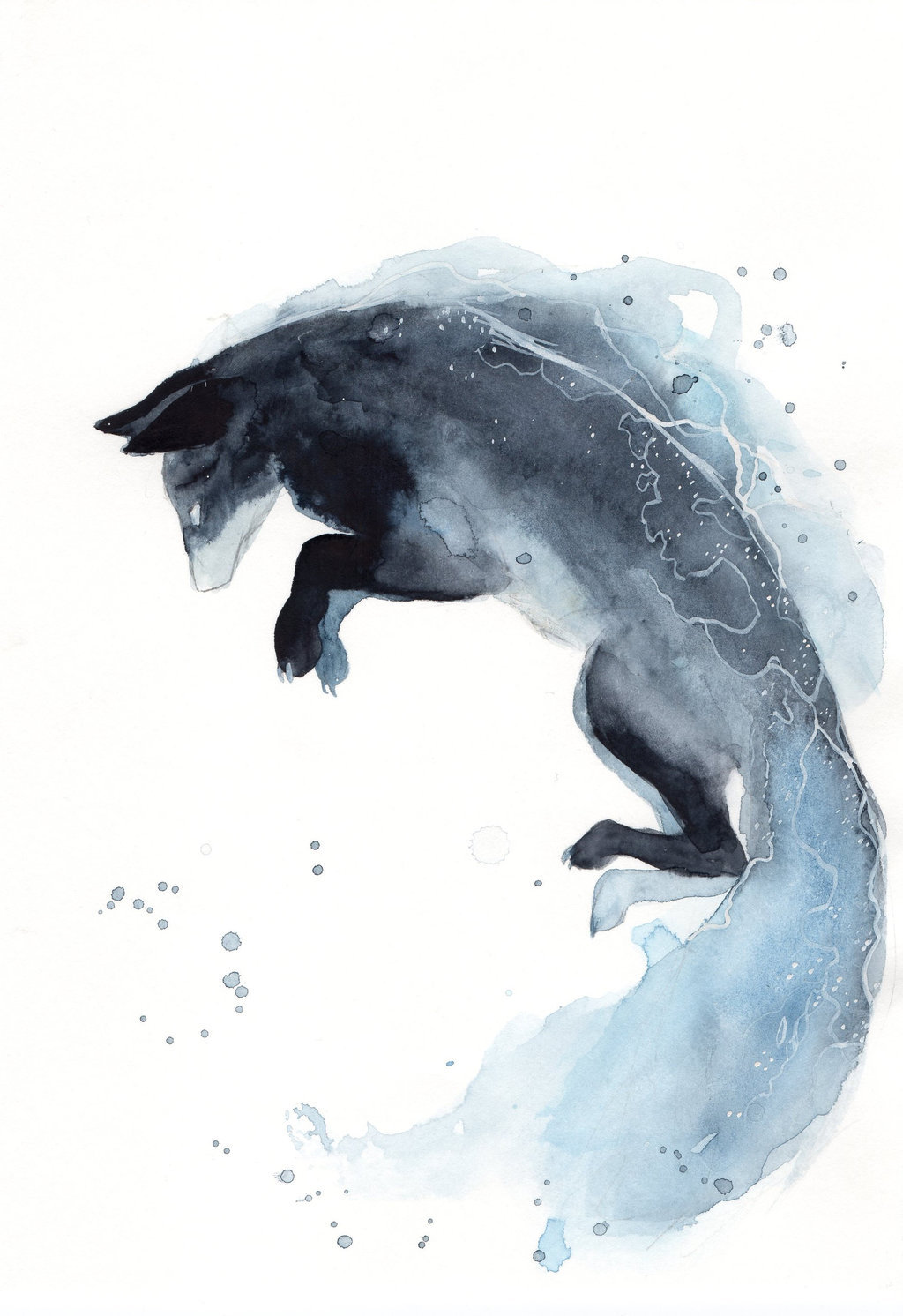 Watercolor animals post. - Drawing, Animals, Whale, Fox, cat, Deer, Tiger, Longpost, Deer