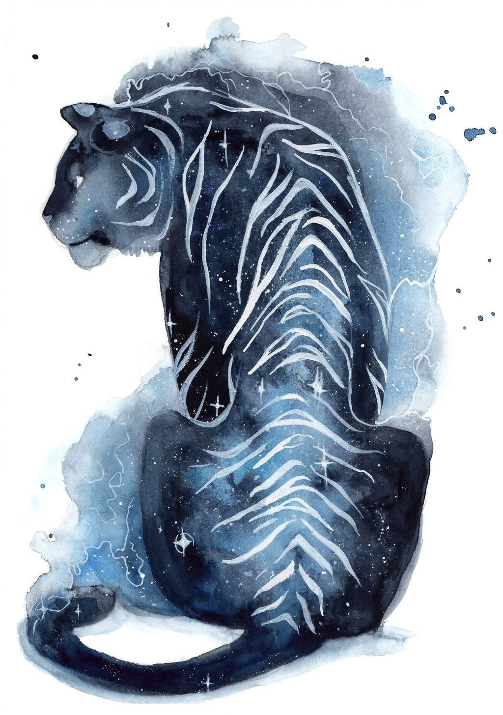 Watercolor animals post. - Drawing, Animals, Whale, Fox, cat, Deer, Tiger, Longpost, Deer