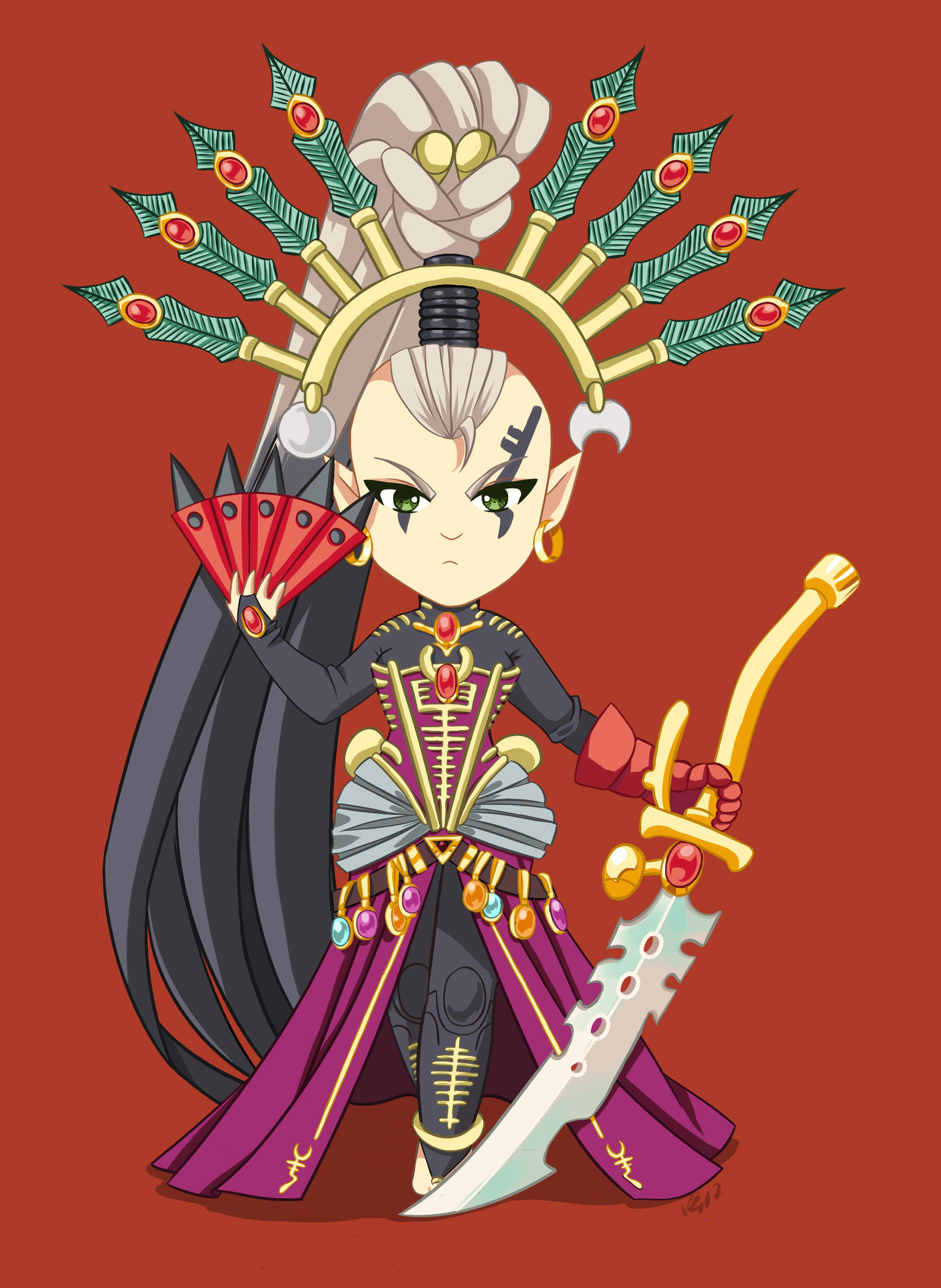 Chibi eldar to order - My, Warhammer, , Eldar, Art, Drawing, Creation, Chibi, Wh Art