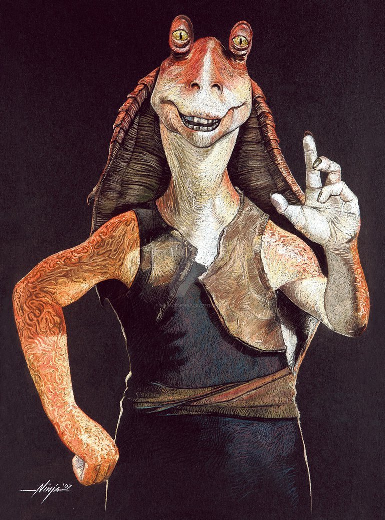 Positive and good-natured Jar Jar Binks - Star Wars, Art, Longpost