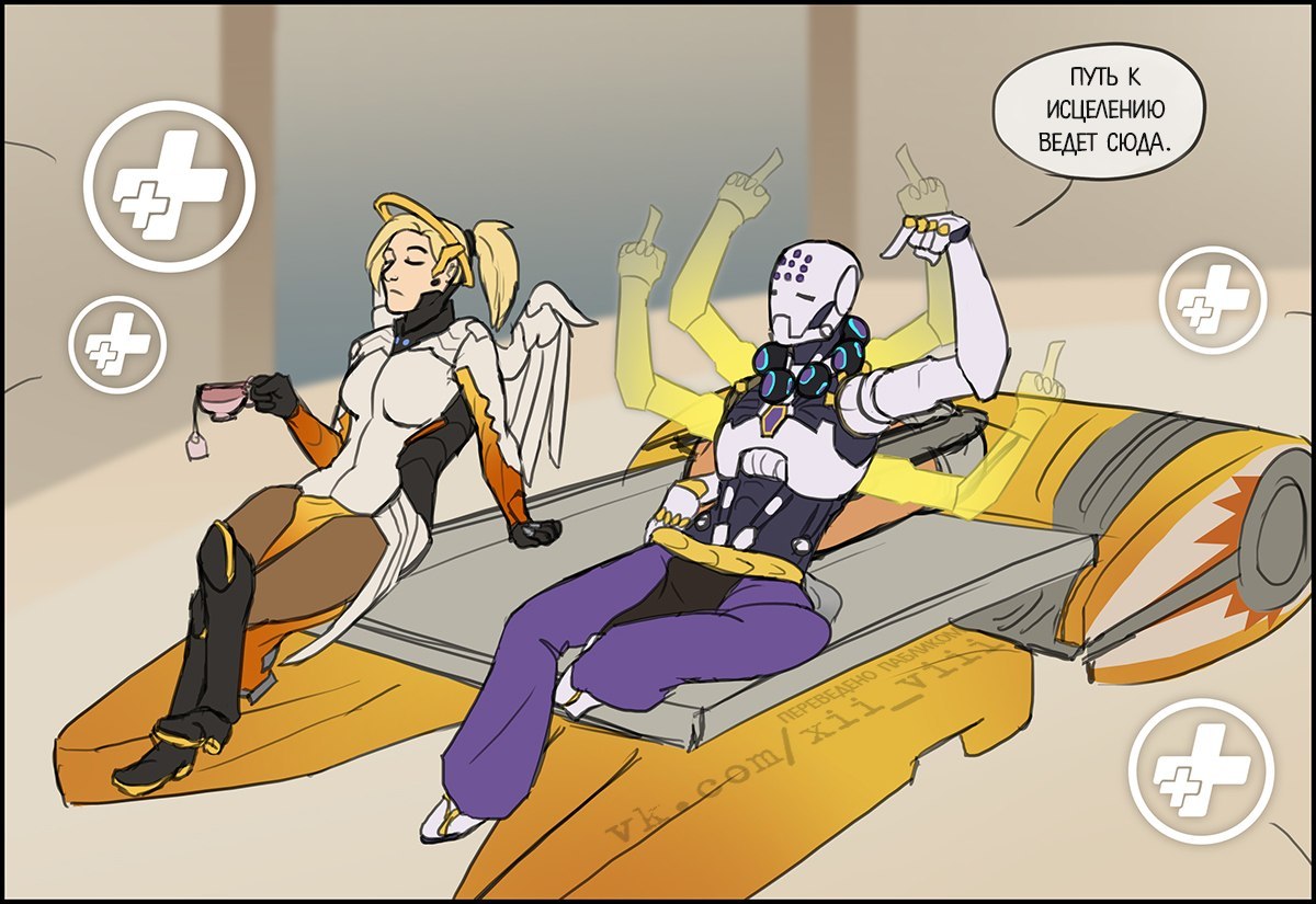 Medic friend to medic - Overwatch, Zenyatta, Mercy, Genji, Comics, Longpost