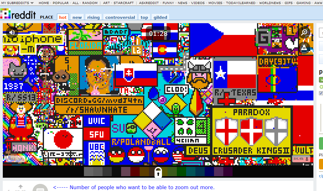 Reddit /r/place - Internet, Creation, Pixel Art, Flash mob