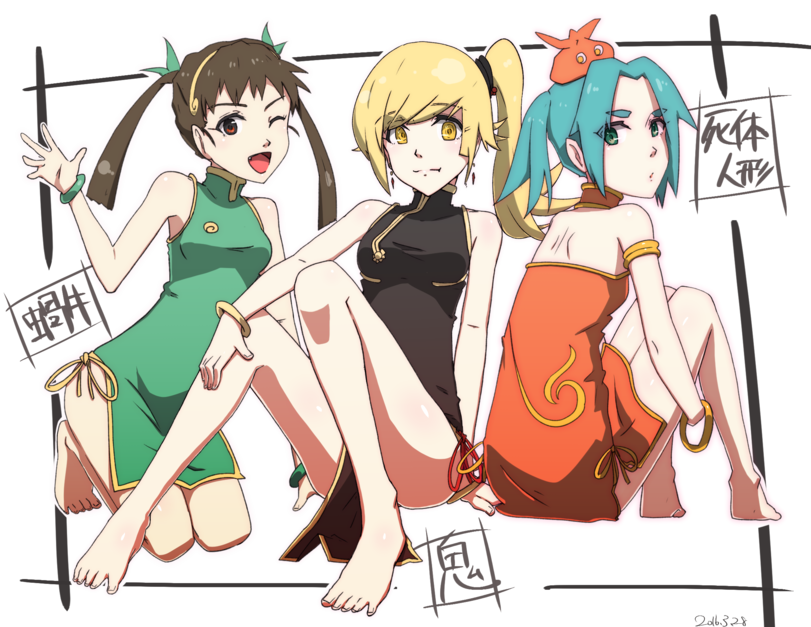 And the girls go. - Monogatari series, Anime art, Shinobu oshino, Hachikuji Mayoi, Yotsugi ononoki, Drawing, Anime, Longpost