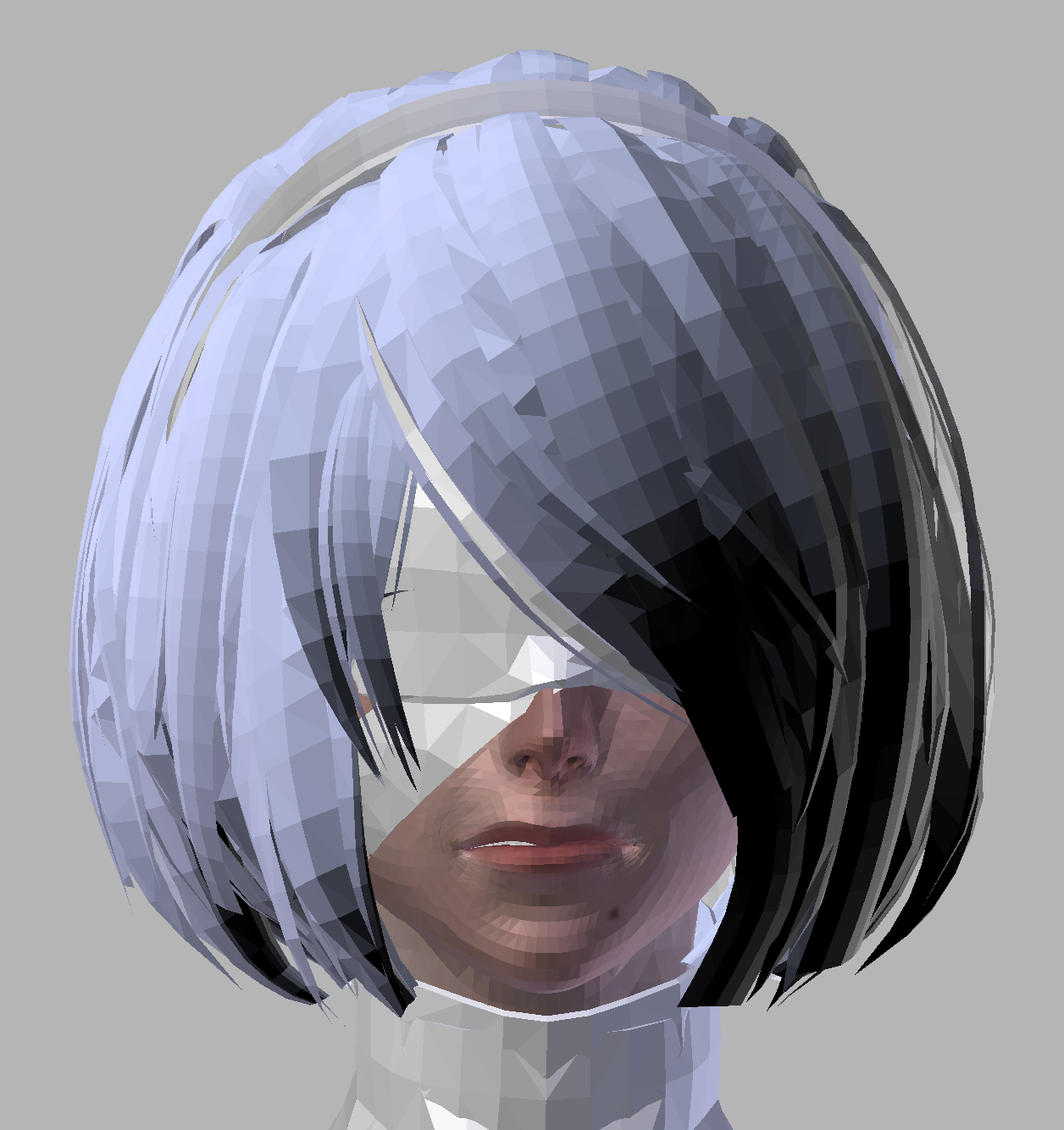 Model NieR: Automata 2b without anti-aliasing and textures. - NIER Automata, 3D modeling, Blender, NIER, Games, Yorha unit No 2 type B, 2b, Longpost