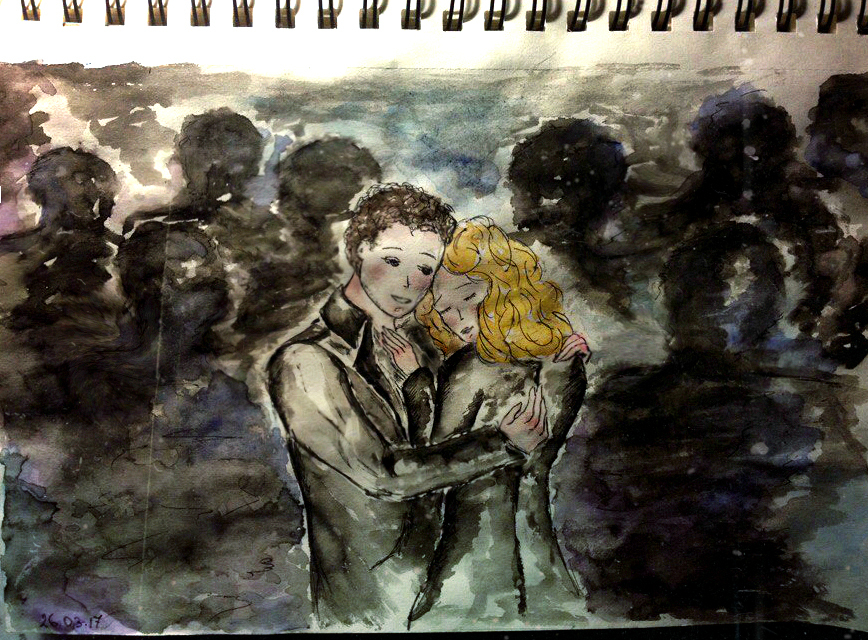 two in the crowd - My, Two, Illustrations, Watercolor, Relationship, Drawing