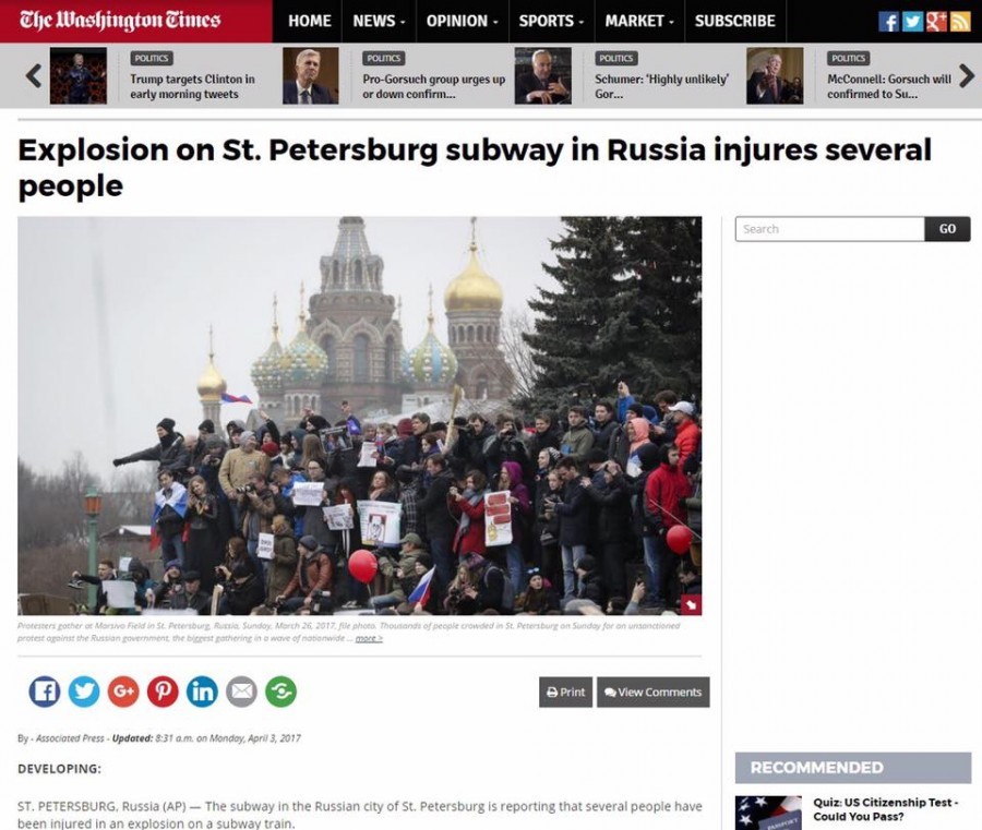 Tragedy in the St. Petersburg metro. How do the world react? - Peace, Metro, Terrorist attack, Saint Petersburg, Tragedy, Longpost