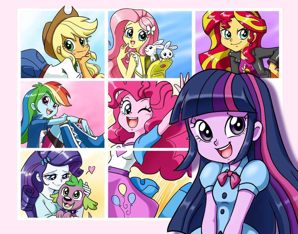 Equestria Girls - My Little Pony, Equestria Girls, Mane 6, Sunset Shimmer, Spike, Длиннопост