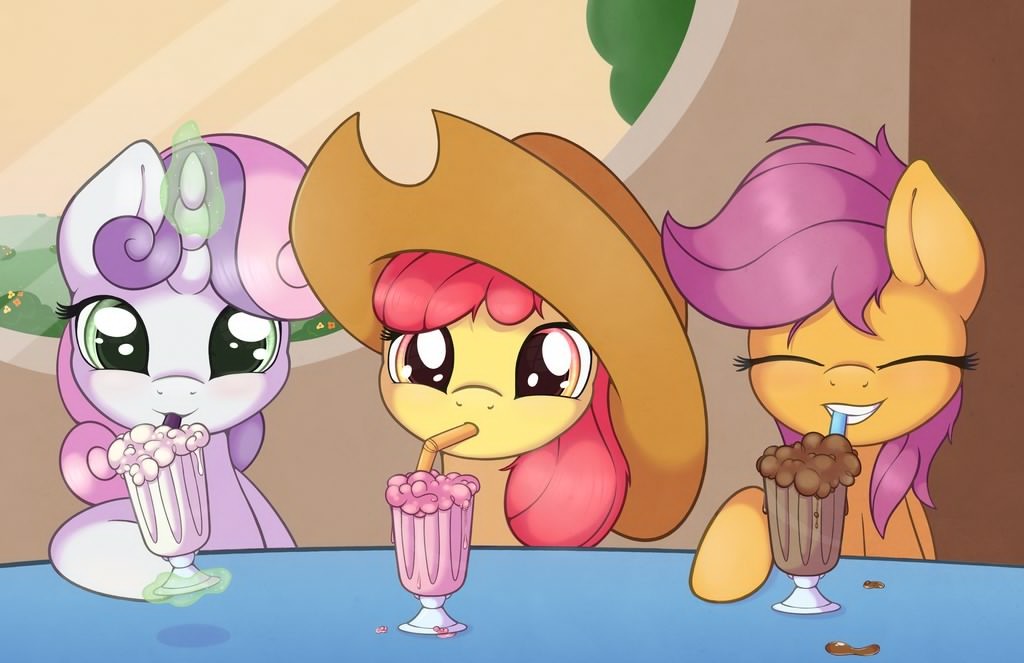 Milkshake - My little pony, PonyArt, Sweetie belle, Applebloom, Scootaloo, Cutie mark crusaders, Ratofdrawn