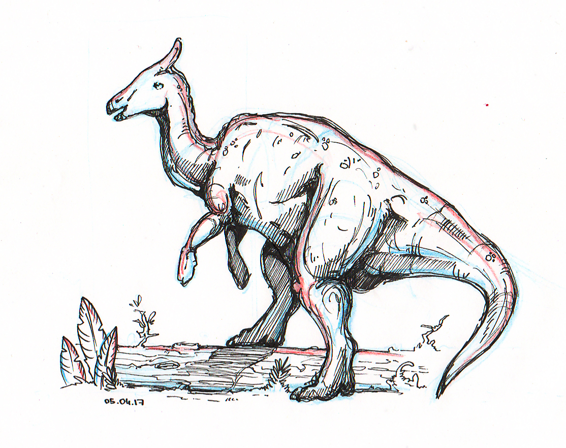 Saurolophus - My, Dinosaurs, Drawing, My