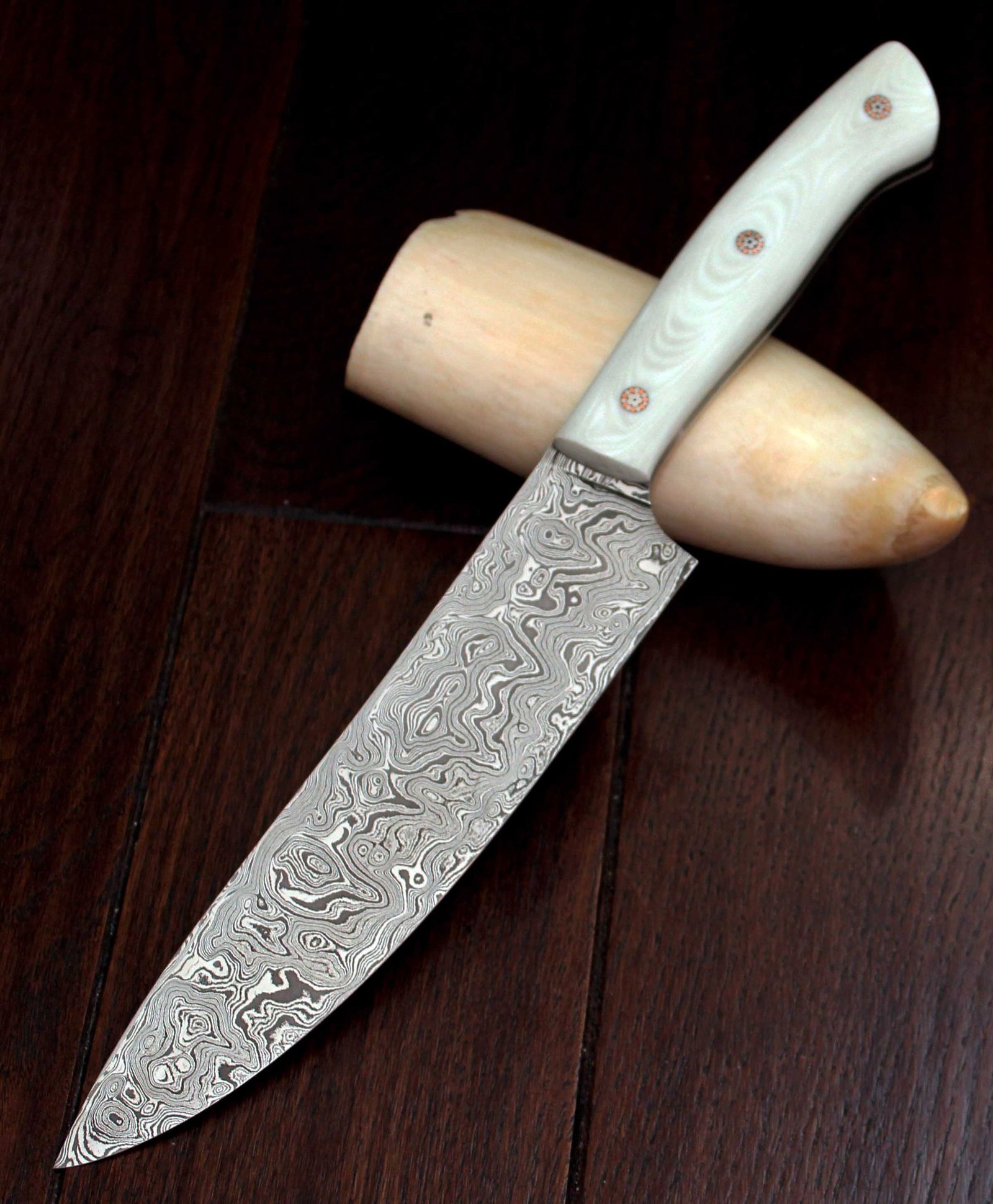 Kitchen knife. - My, , Knife, Damascus Steel, Art, Steel arms