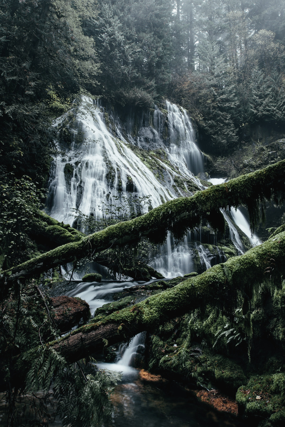 Water down the flying post. - The photo, Waterfall, The rocks, The mountains, Water, Forest, Nature, Longpost, GIF