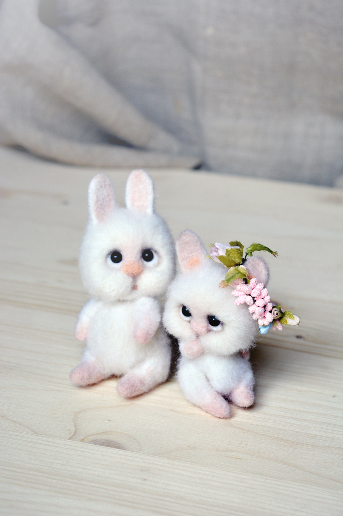 Wool bunny family - My, Wool, Felt, Needlework, Wallow, , Hare, Longpost