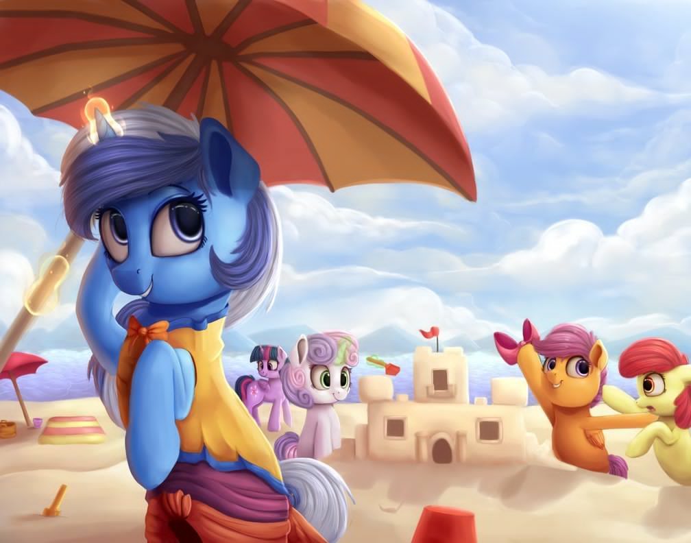 Funtime Beach Extravaganza - My Little Pony, PonyArt, Minuette, Twilight sparkle, Sweetie Belle, Scootaloo, Applebloom, Cutie Mark Crusaders, , Vanillaghosties