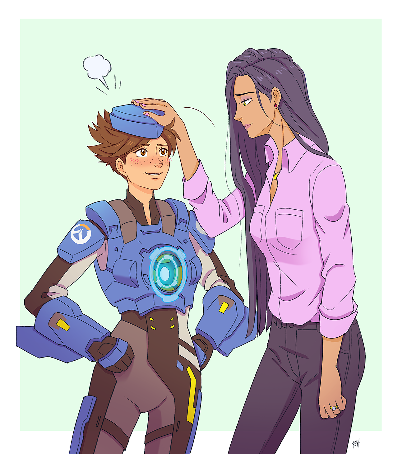 Cadet Oxton and Amelie Lacroix - Tracer, Widowmaker, , Overwatch, Game art, 