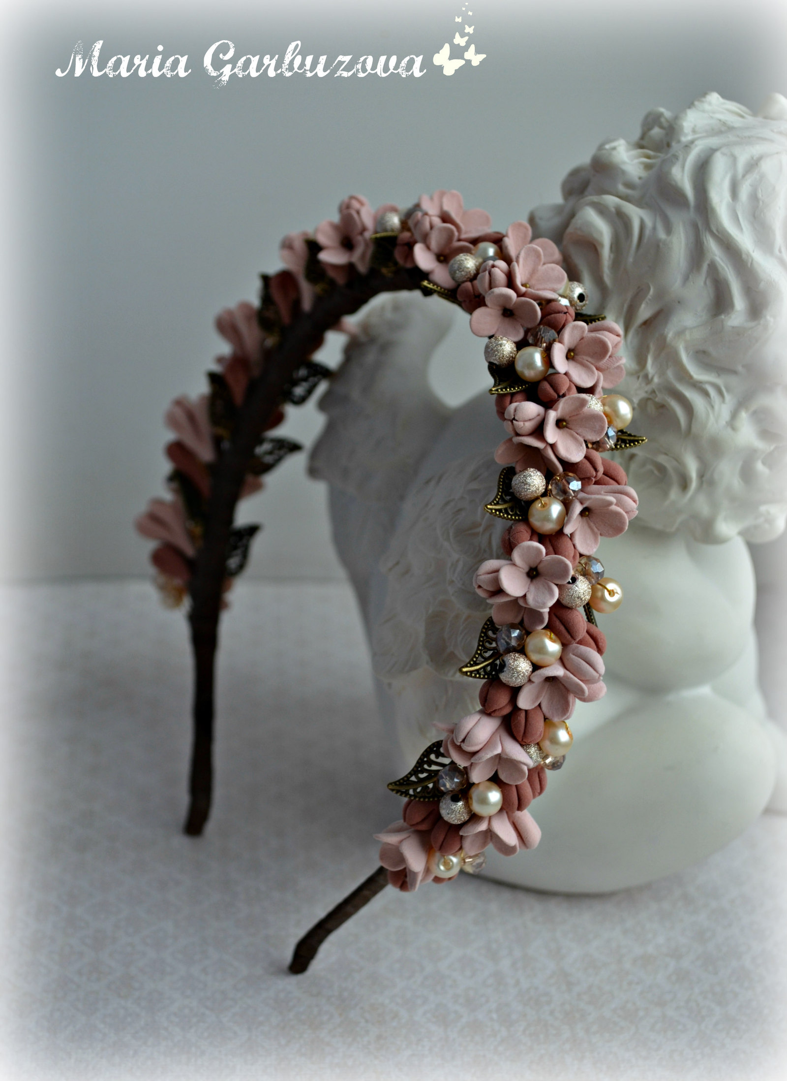 Headbands with handmade flowers made of polymer clay - My, Polymer clay, Polymer floristry, With your own hands, Longpost