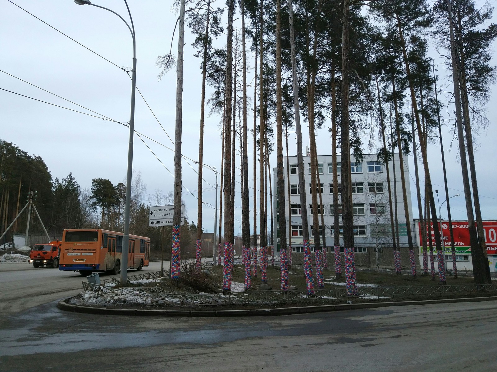 Trees in Yekaterinburg were dressed in sweaters. - My, Street art, Yekaterinburg, Heat, Milota