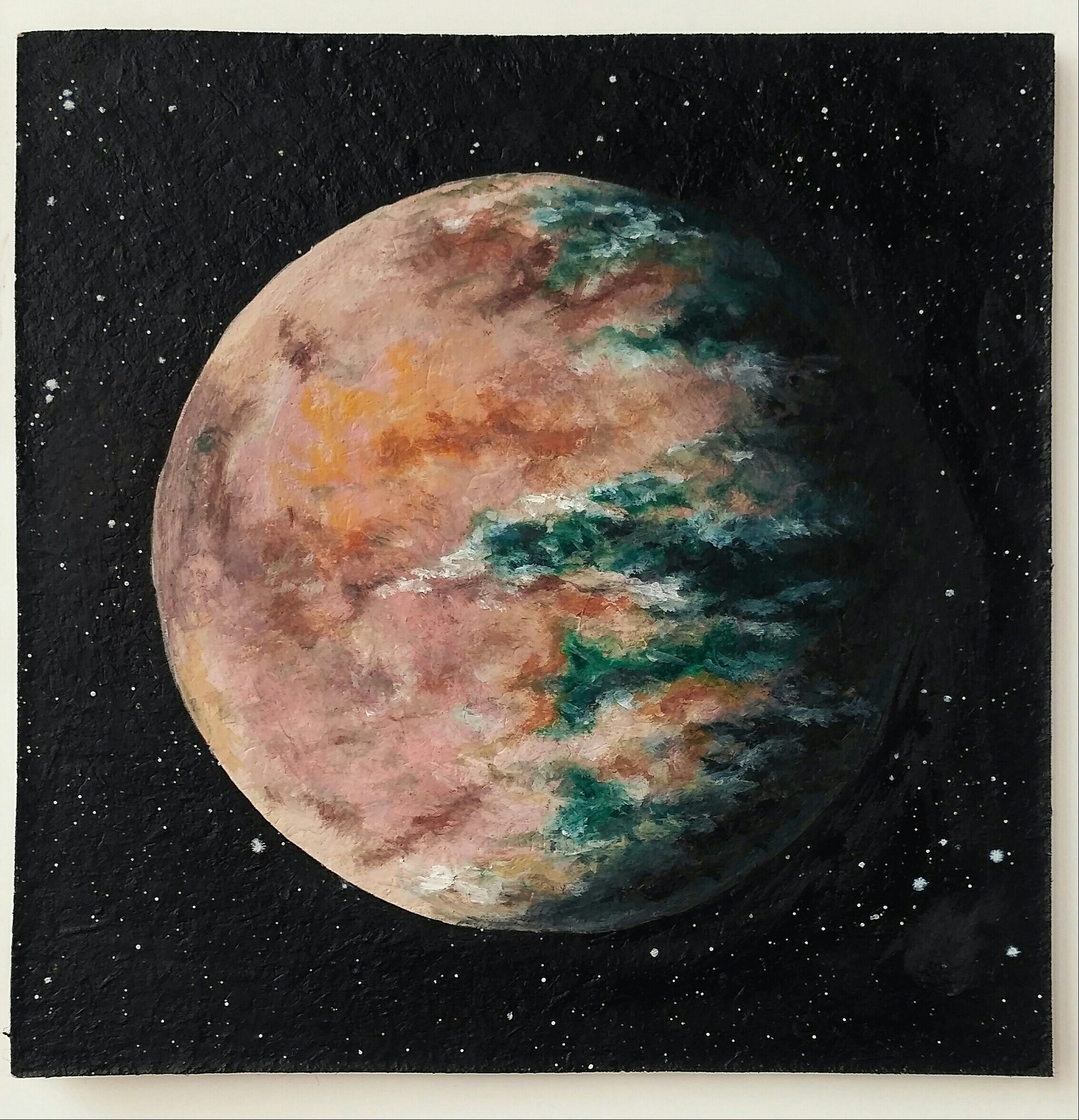 Trappist-1 exoplanets c: - My, Trappist-1, Katie Shapo, Space, Exoplanets, NASA, Oil painting, Longpost