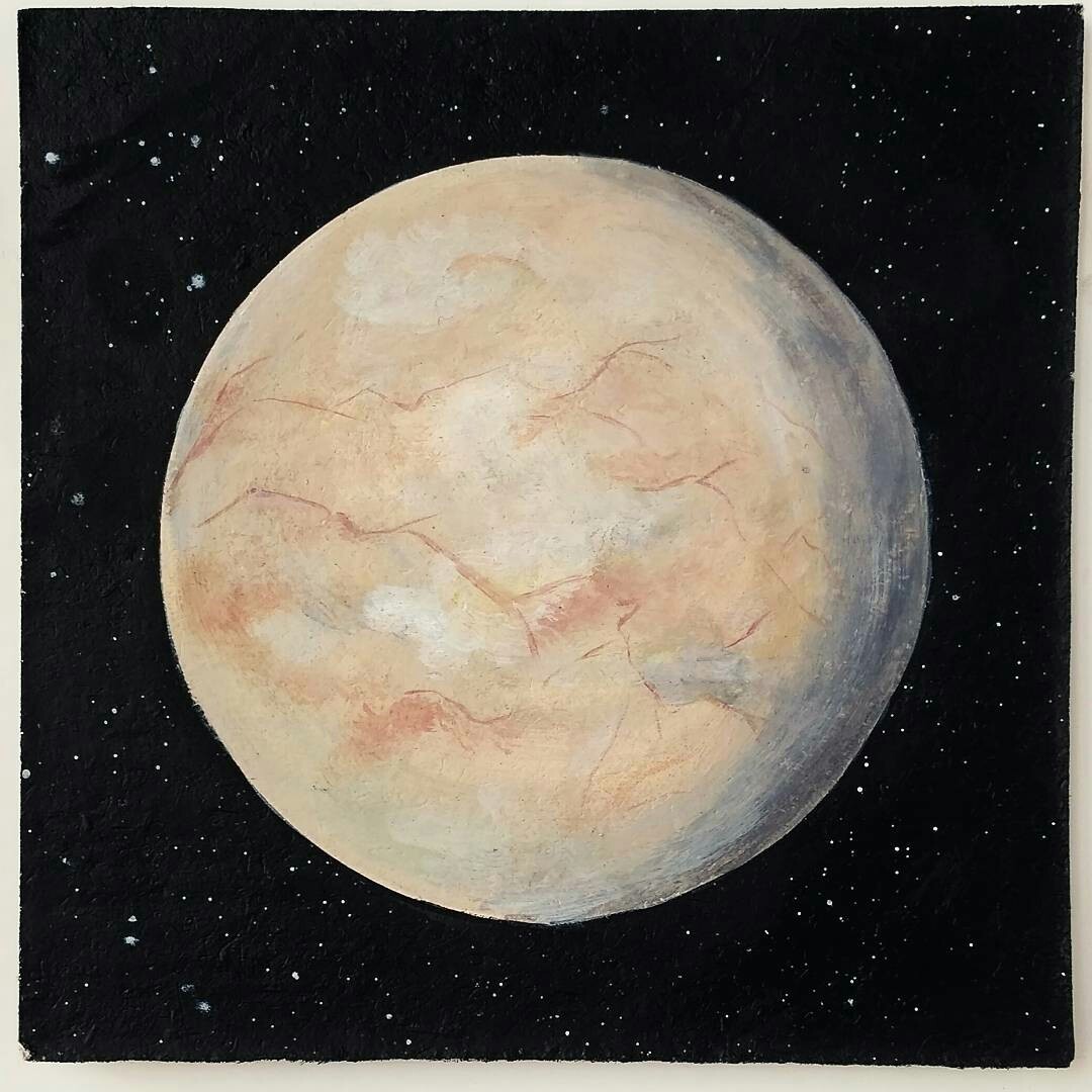 Trappist-1 exoplanets c: - My, Trappist-1, Katie Shapo, Space, Exoplanets, NASA, Oil painting, Longpost