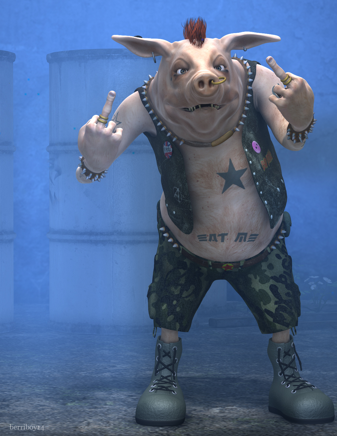 — Fuck you! - , 3D graphics, Punk rock, Pig, Boar, Punk, 