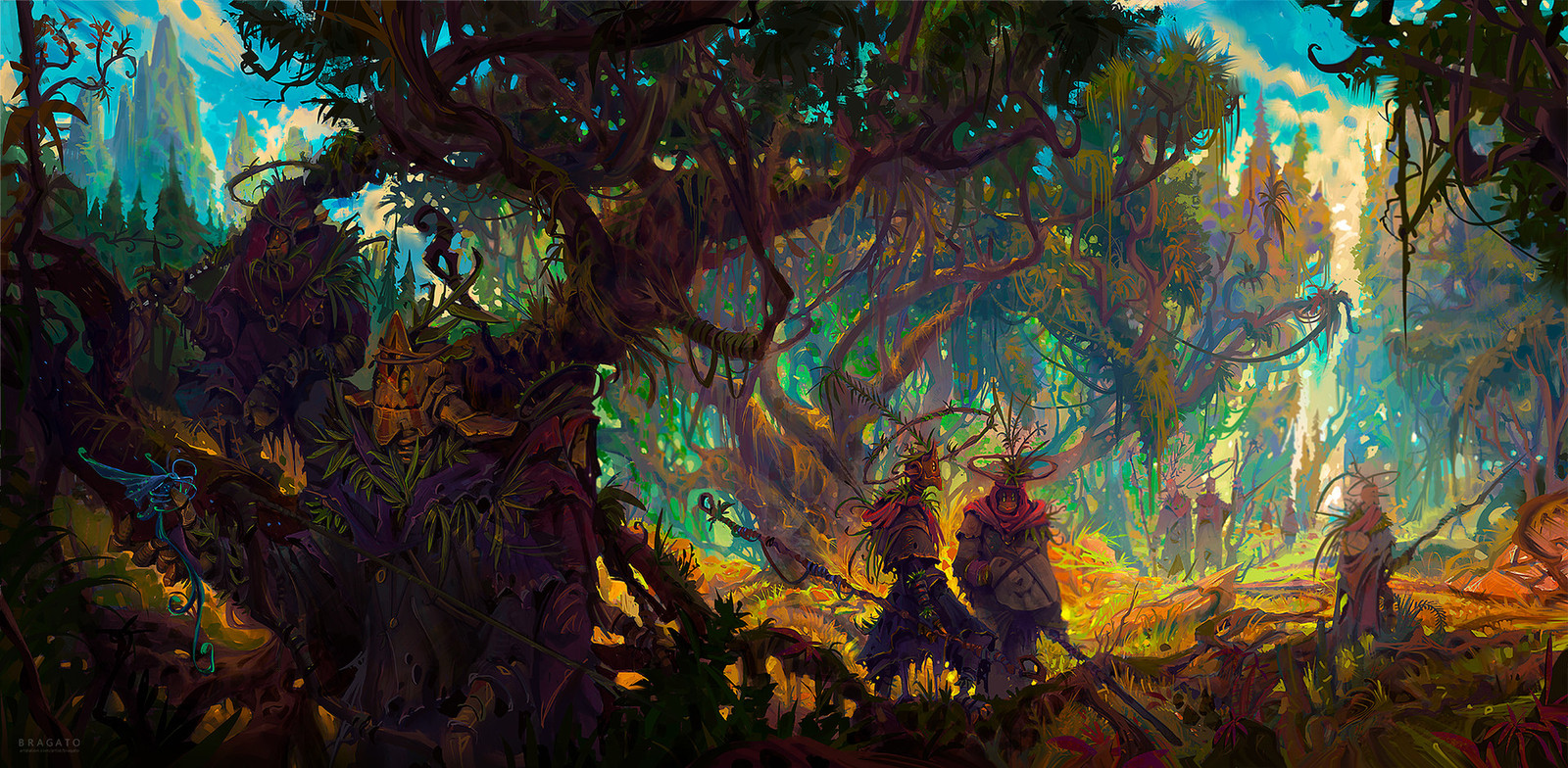 The Watchers of the Deep Forest - Art, Forest, Druid, Nature, Joao Paulo Bragato