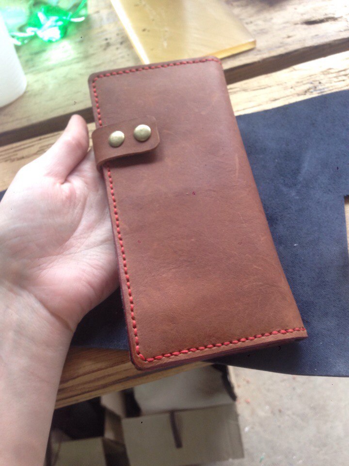 Red purse. - My, Leather, Leather, Leather craft, Wallet, Needlework, Handmade, I want criticism, Hello reading tags, Longpost, Leather products