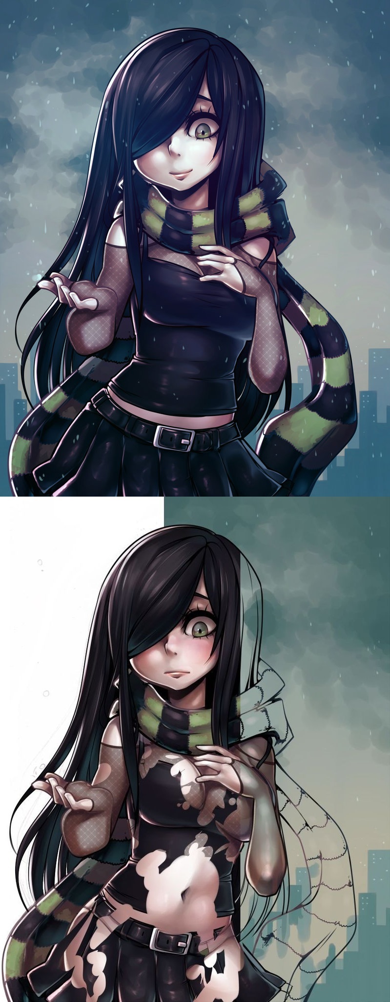 Aria and underdrawings. - Aria Wintermint, The crawling city, Parororo, Anime art, Longpost, Drawing