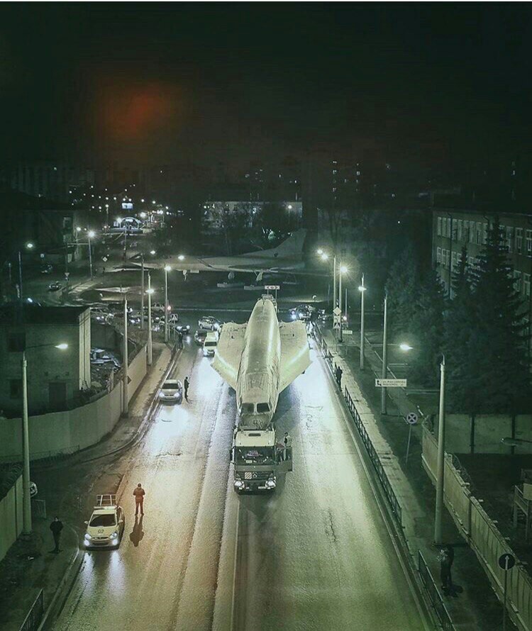 Nothing unusual, just in Kazan a tow truck transports a Tu144 supersonic aircraft. - Kazan, Airplane, Tu-144, Tow truck, Longpost