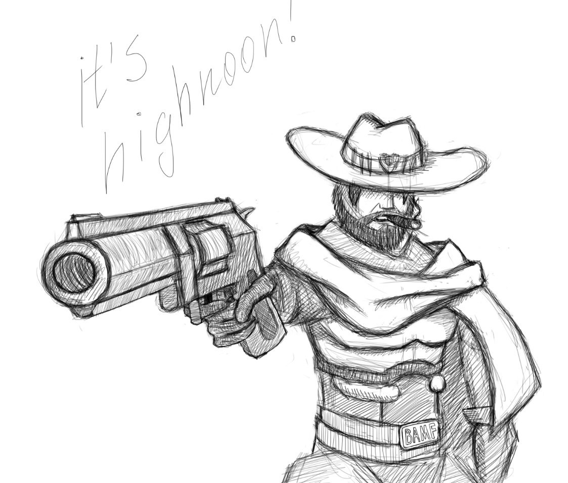 It's high noon! - My, McCree, McCree, Overwatch, Art, Sketch, , 