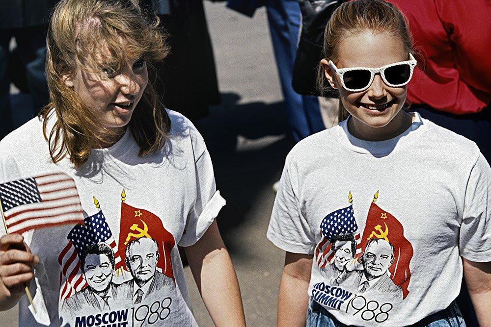 Девушки в футболках. Москва,1988 год. - Фотография, Девушки, Москва, Прошлое, СССР, 20 век, США