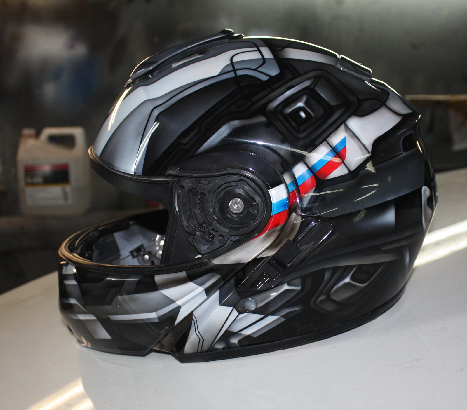 Shoei helmet in techno theme - My, Airbrushing, Helmet, Airbrushing on the helmet, , Shoei, Tyumen, Longpost