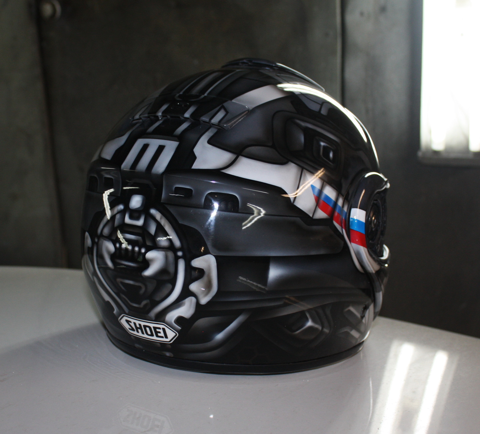 Shoei helmet in techno theme - My, Airbrushing, Helmet, Airbrushing on the helmet, , Shoei, Tyumen, Longpost